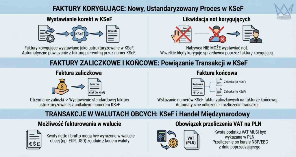 KSeF faktura zaliczkowa korygująca w Krajowym Systemie efaktur