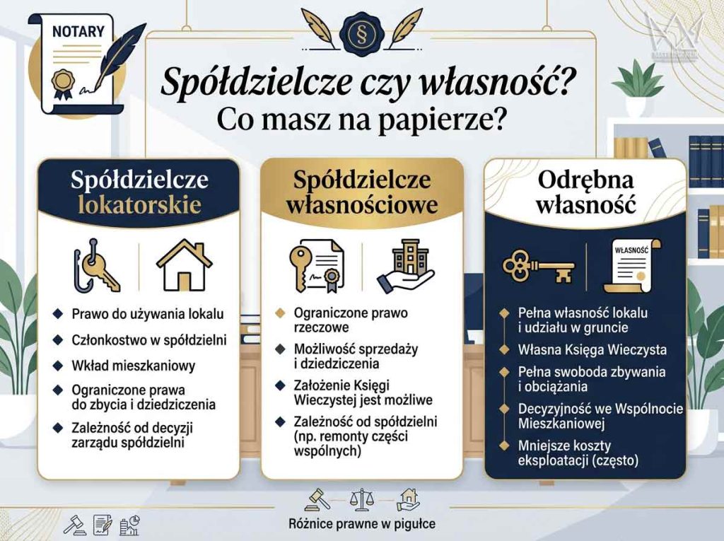 Spółdzielcze mieszkanie czy odrębna własność? Czy warto przekształcić spółdzielcze własnościowe prawo do lokalu? Różnice między spółdzielczym mieszkaniem a pełną własnością z KW